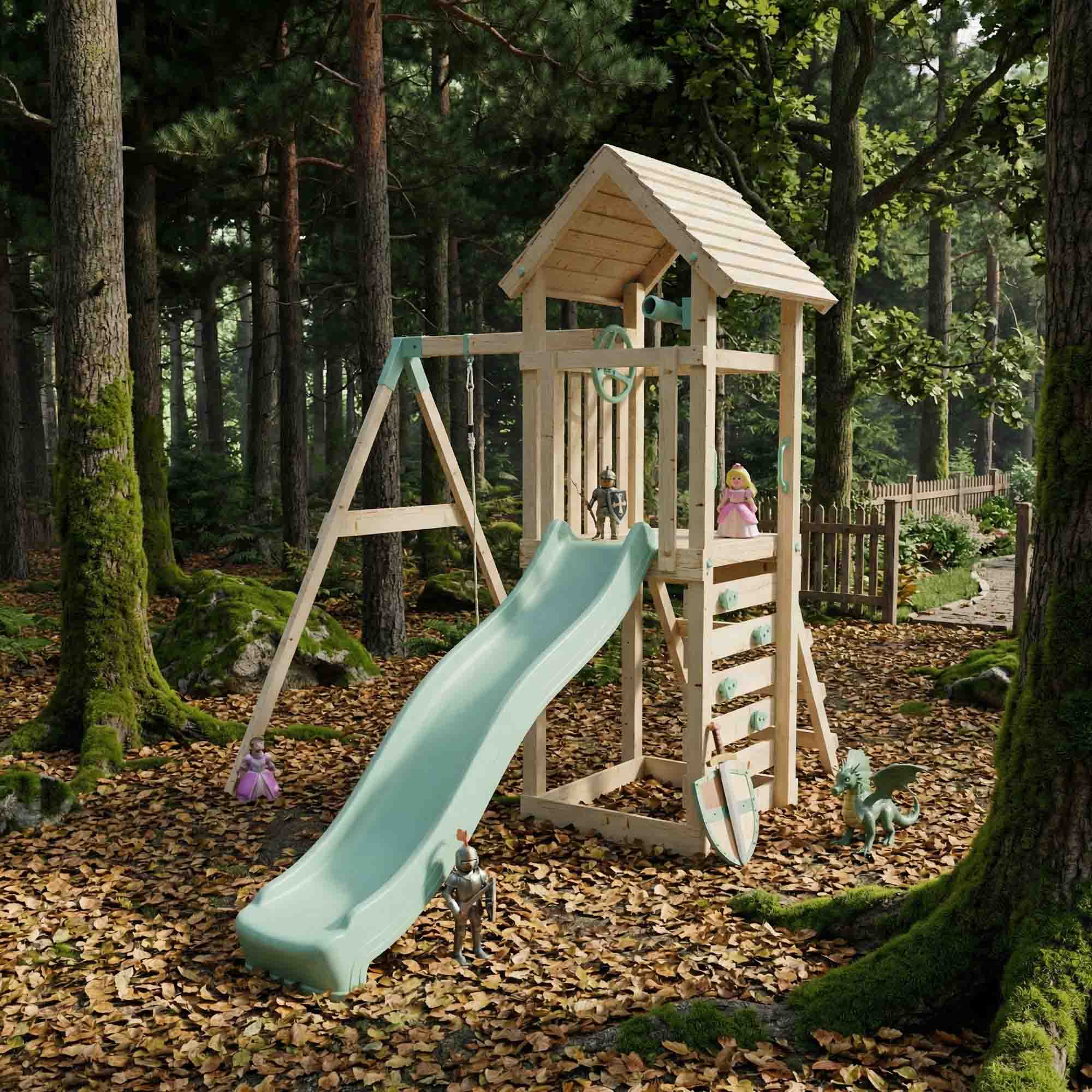 Climbing Frame With Single Swing - Bramblewick Forest I