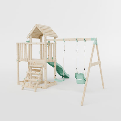Climbing Frame With Extension & Double Swing - Thristlethorne Trail IV