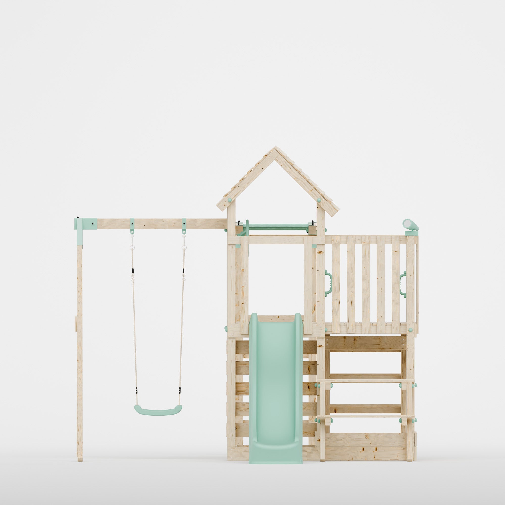 Climbing Frame With Extension, Single Swing, Picnic Table & Monkey Bars - Misty Timberlands I