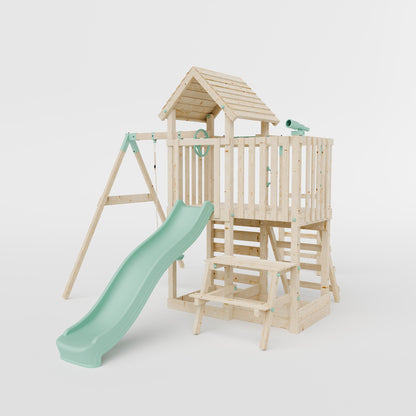 Climbing Frame With Extension, Single Swing, Picnic Table & Monkey Bars - Misty Timberlands I