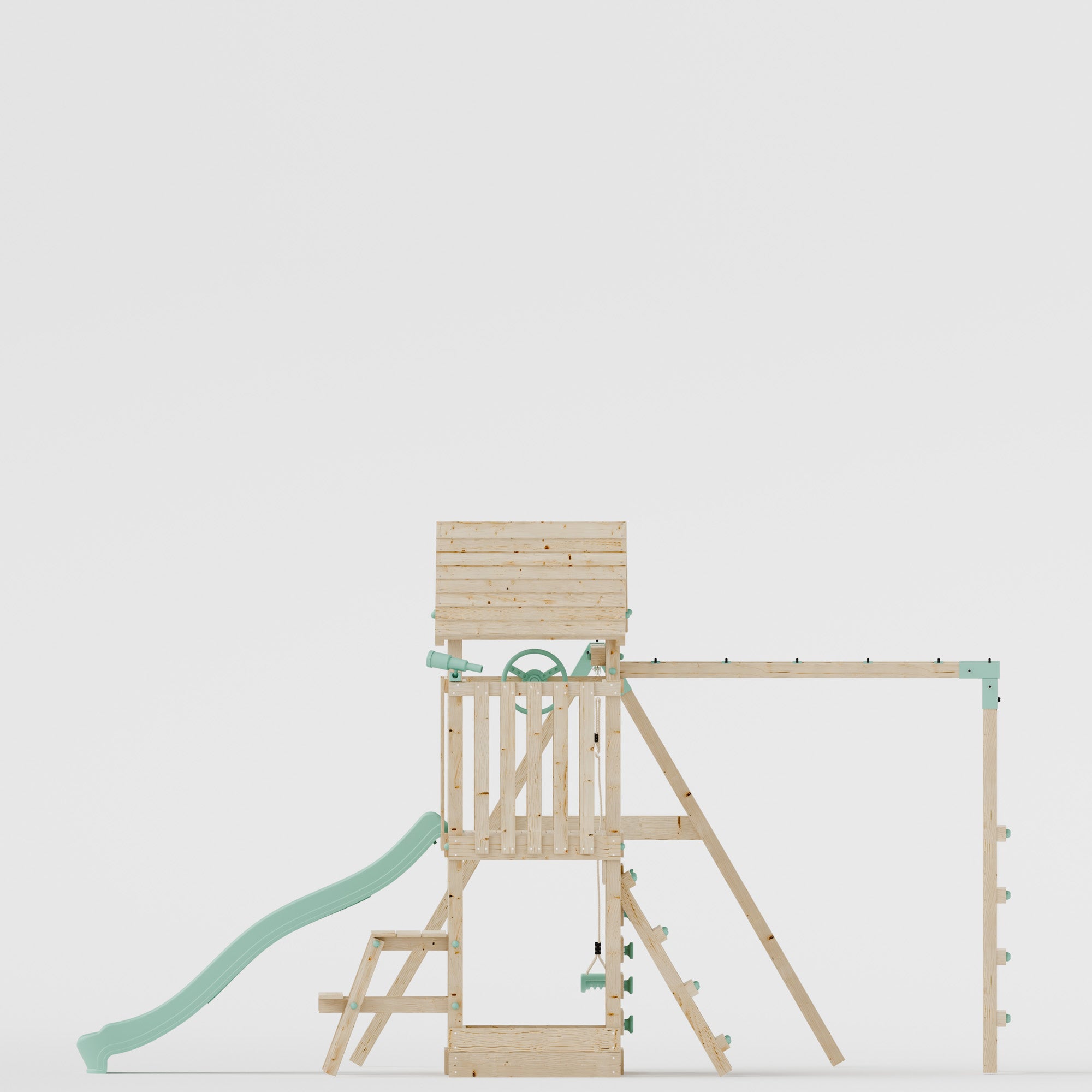 Climbing Frame With Extension, Single Swing, Picnic Table & Monkey Bars - Misty Timberlands I