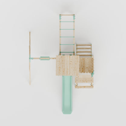 Climbing Frame With Extension, Single Swing, Picnic Table & Monkey Bars - Misty Timberlands I