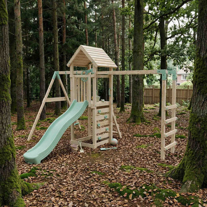 Climbing Frame With Single Swing & Monkey Bars - Bearpaw Timber I