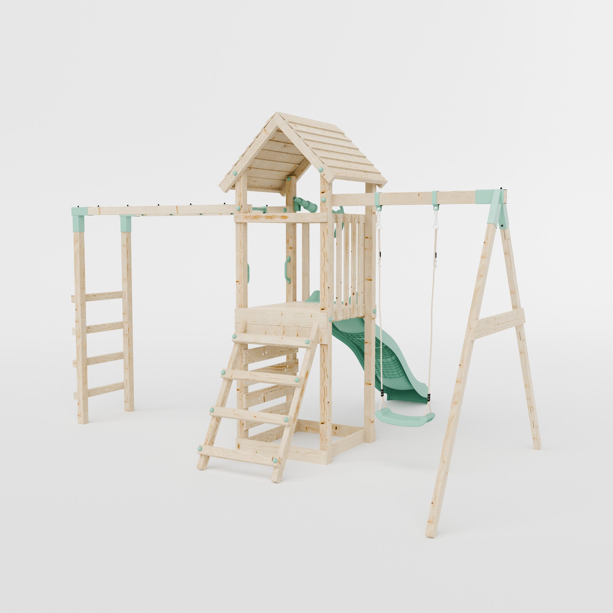 Climbing Frame With Single Swing & Monkey Bars - Bearpaw Timber I