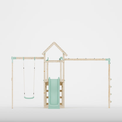 Climbing Frame With Single Swing & Monkey Bars - Bearpaw Timber I