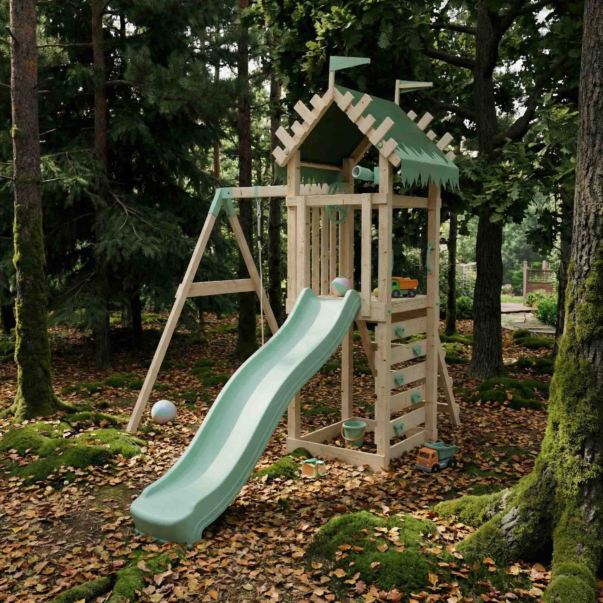 Climbing Frame With Single Swing - Enchanted Grove I