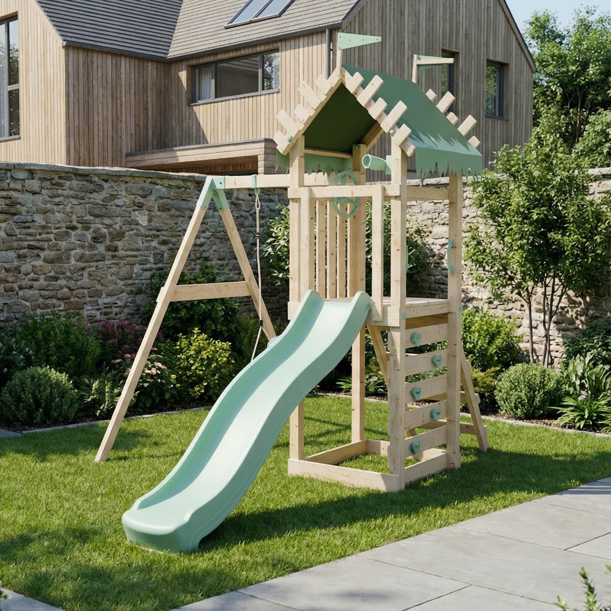 Climbing Frame With Single Baby Swing - Enchanted Grove II
