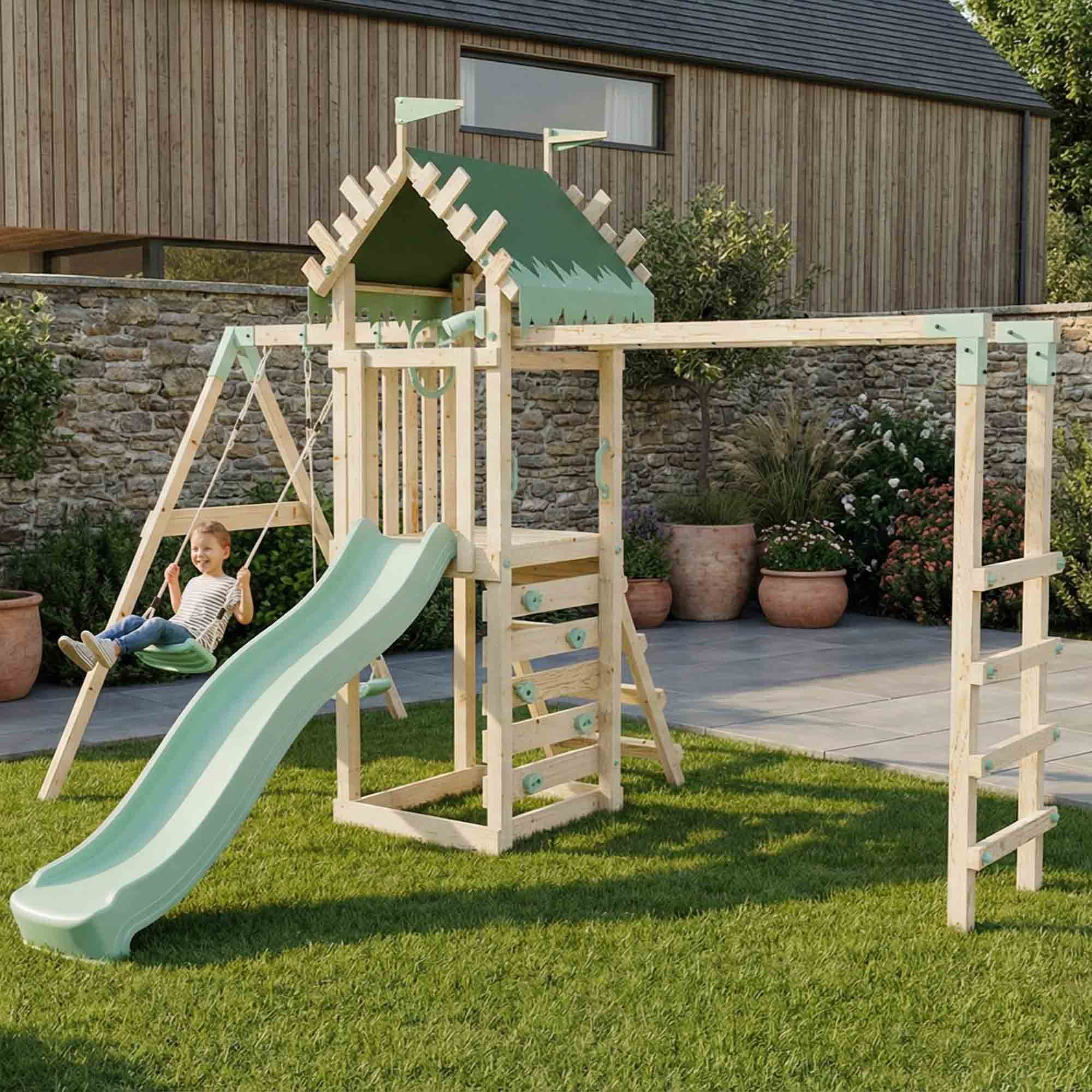 Climbing Frame With Single Swing & Monkey Bars - Ravenridge Grove I