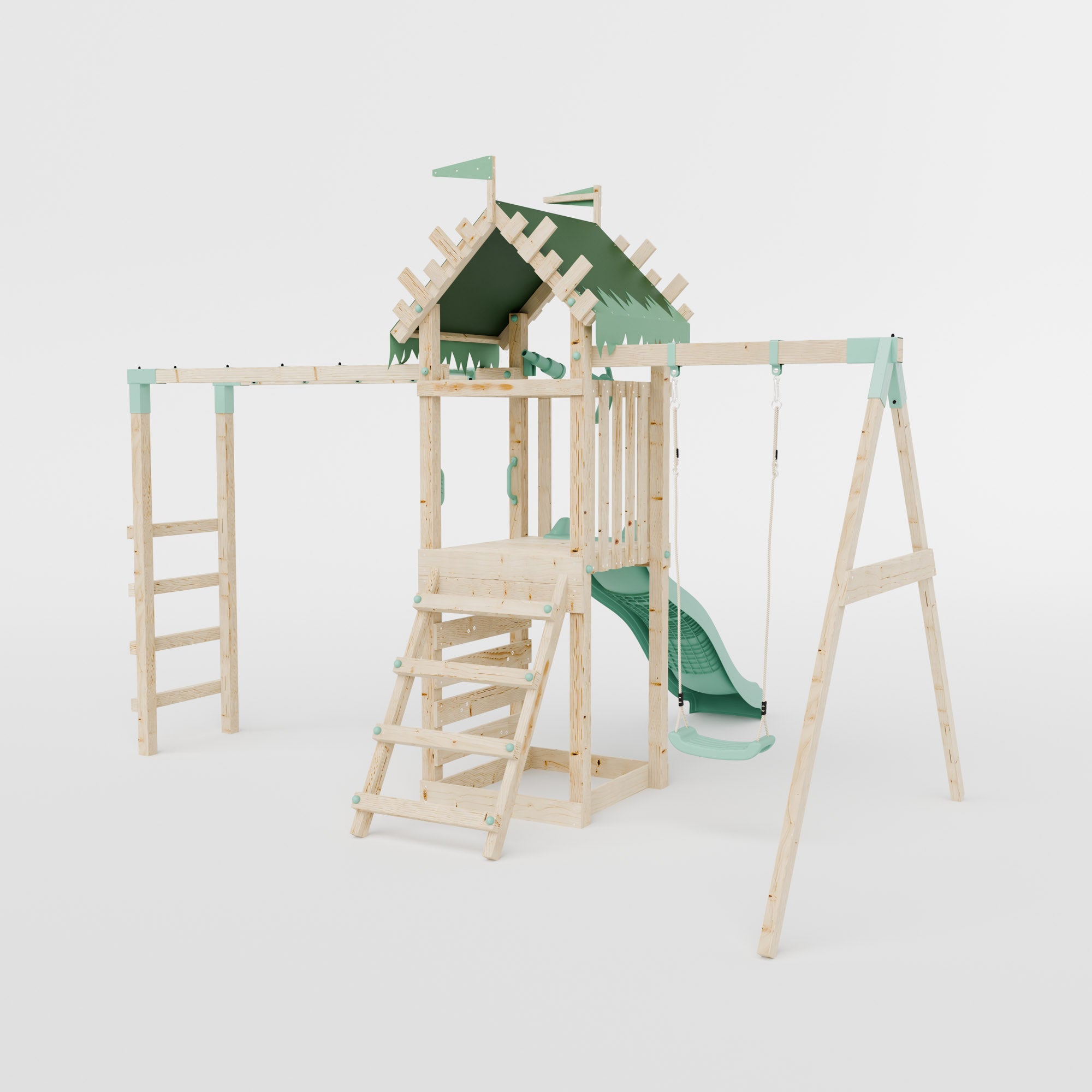 Climbing Frame With Single Swing & Monkey Bars - Ravenridge Grove I