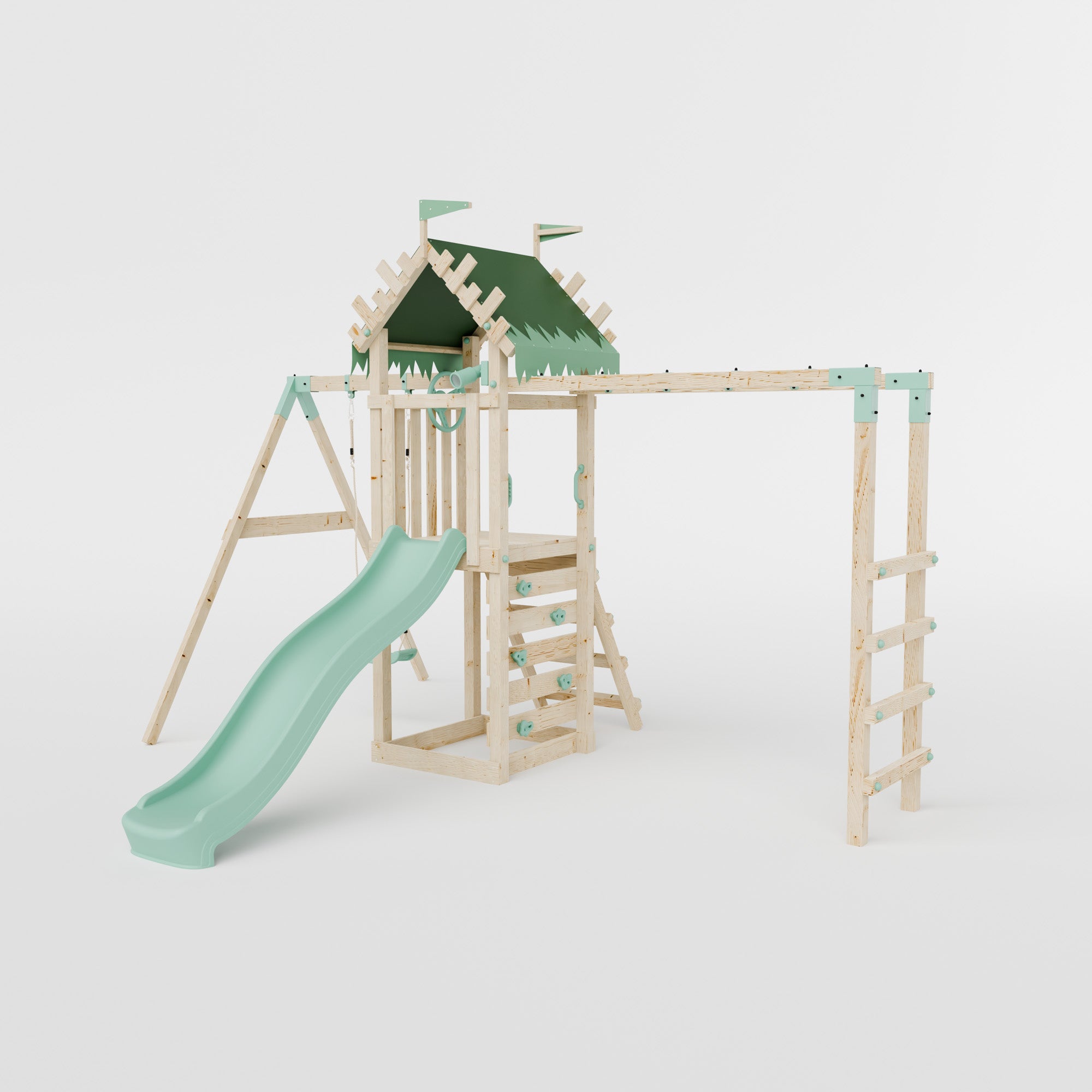 Climbing Frame With Single Swing & Monkey Bars - Ravenridge Grove I