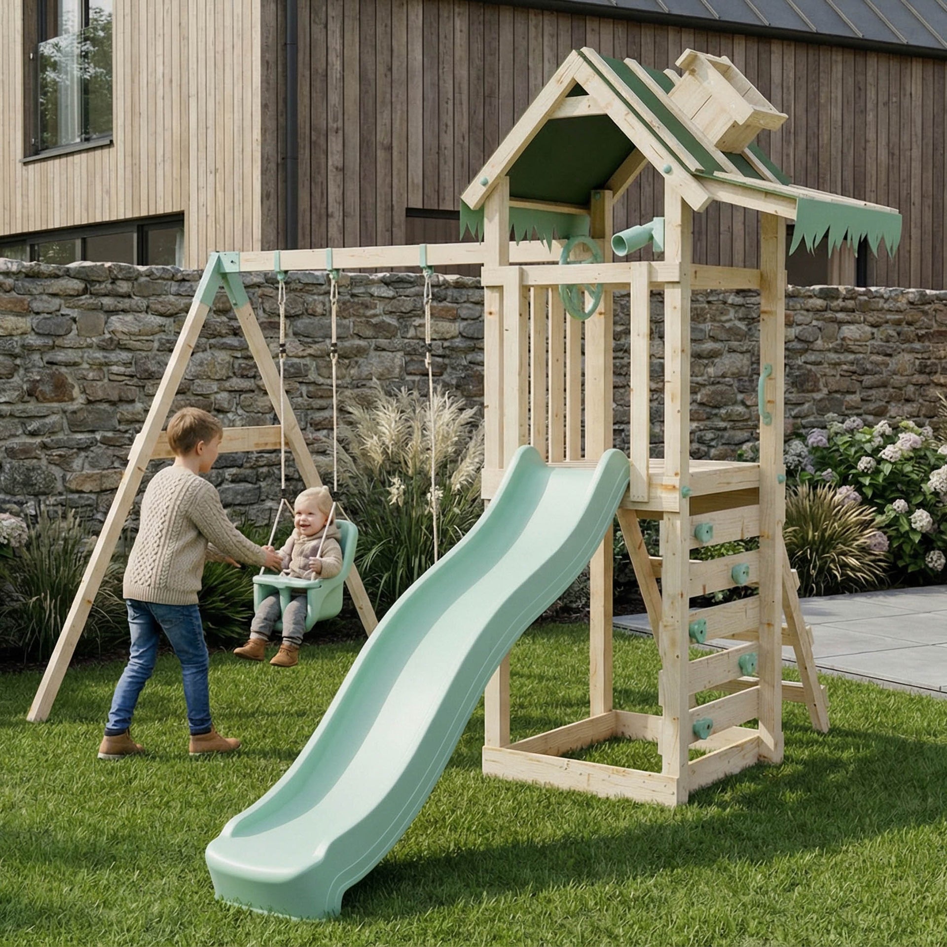 Climbing Frame Double Swing Eldertree Forest V