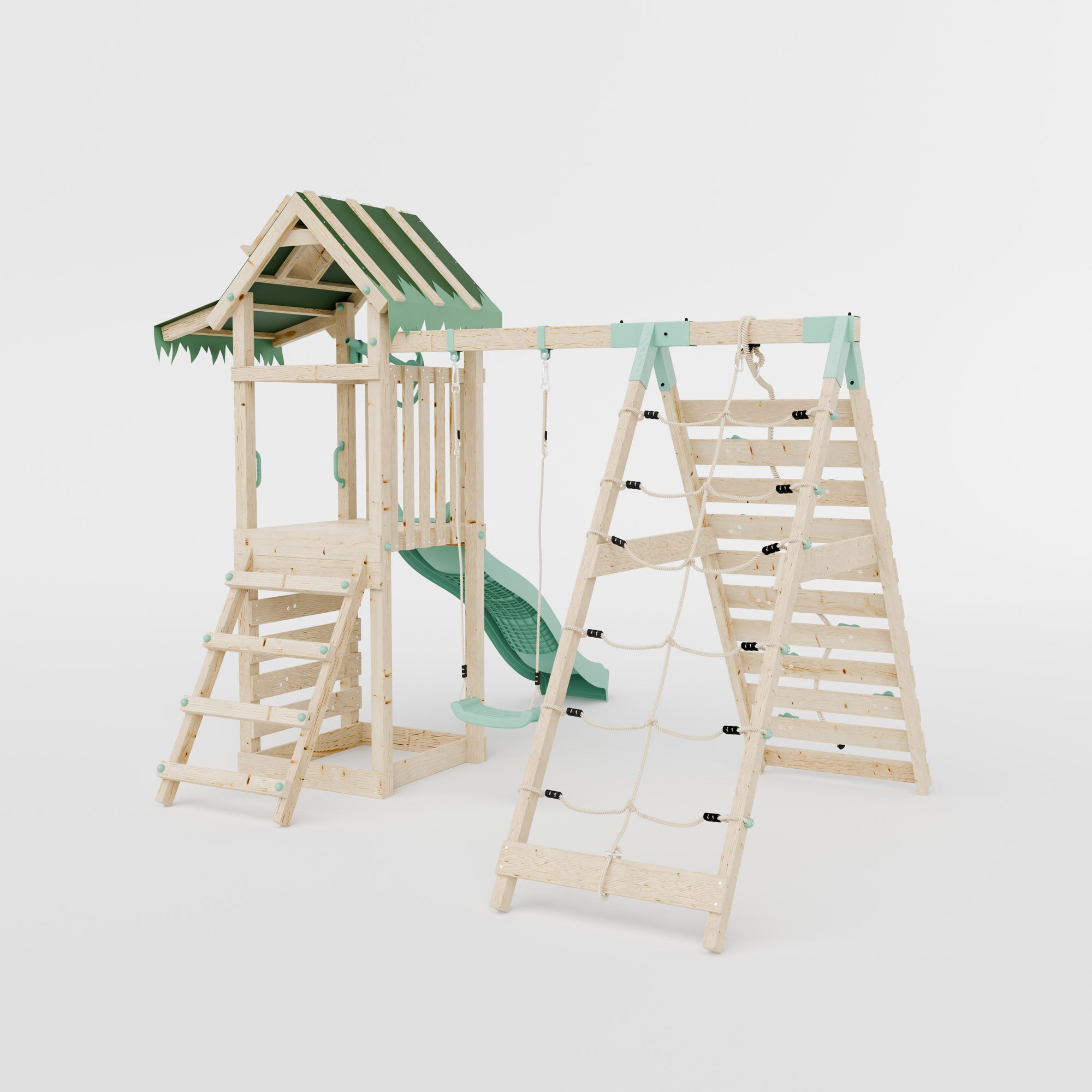 Climbing Frame With Single Swing & Climbing Wall - Eldertree Forest V
