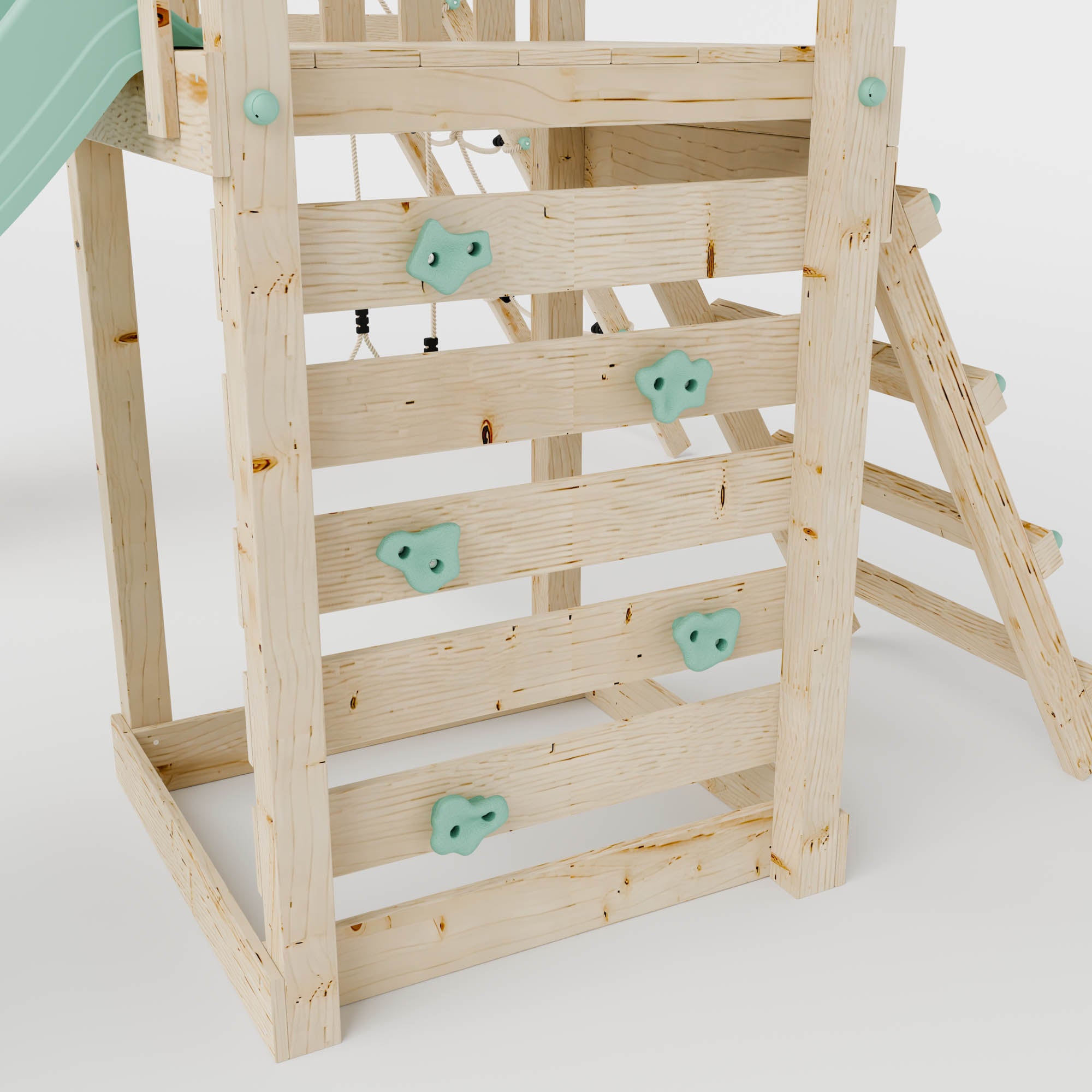 Climbing Frame With Single Swing & Climbing Wall - Eldertree