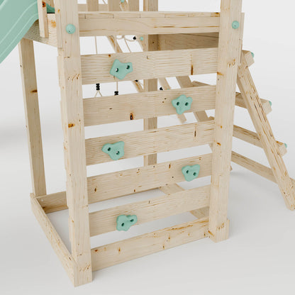 Climbing Frame With Single Swing & Climbing Wall - Eldertree Forest V