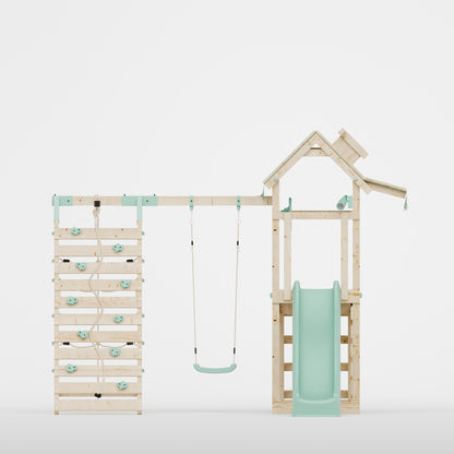 Climbing Frame With Single Swing & Climbing Wall - Eldertree Forest V