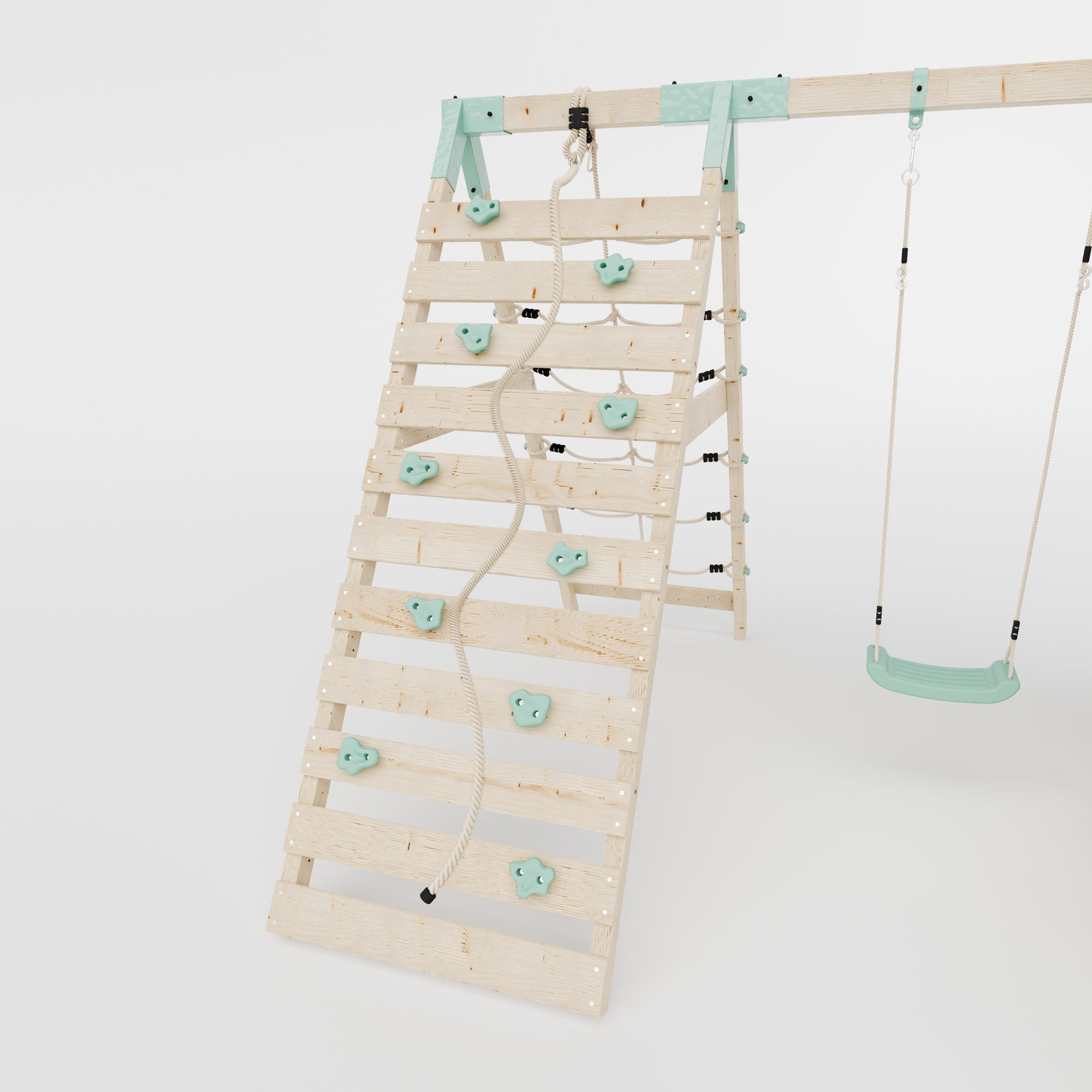Climbing Frame With Single Swing & Climbing Wall - Eldertree Forest V