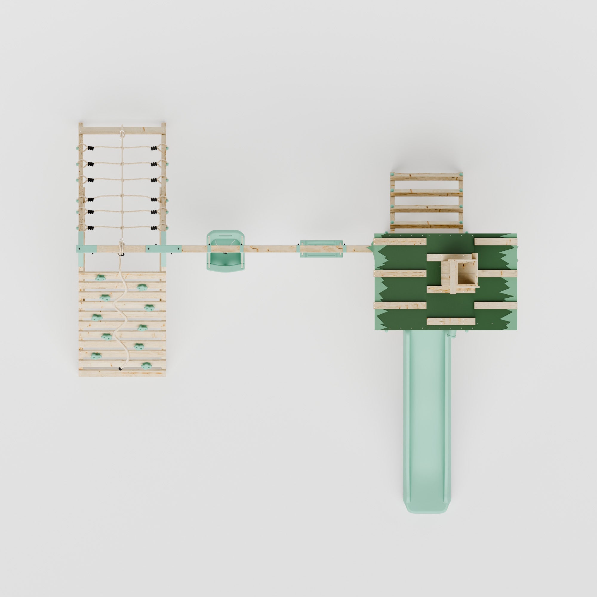 Climbing Frame With Double Swing & Climbing Wall - Eldertree Forest VIII