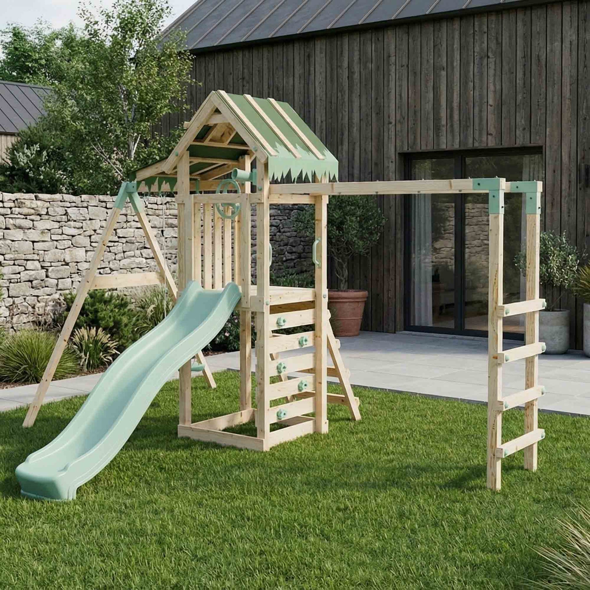 Climbing Frame Single Swing & Monkey Bars Eldertree Forest III