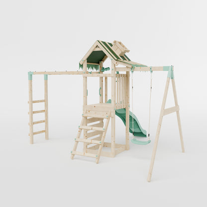 Climbing Frame With Single Swing & Monkey Bars - Eldertree Forest III