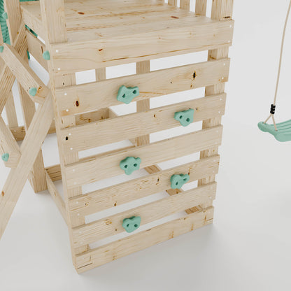 Climbing Frame with Double Swing Extended Height Platform & 2.65m Slide & Climbing Wall - Bramblewick Forest Watchtower III