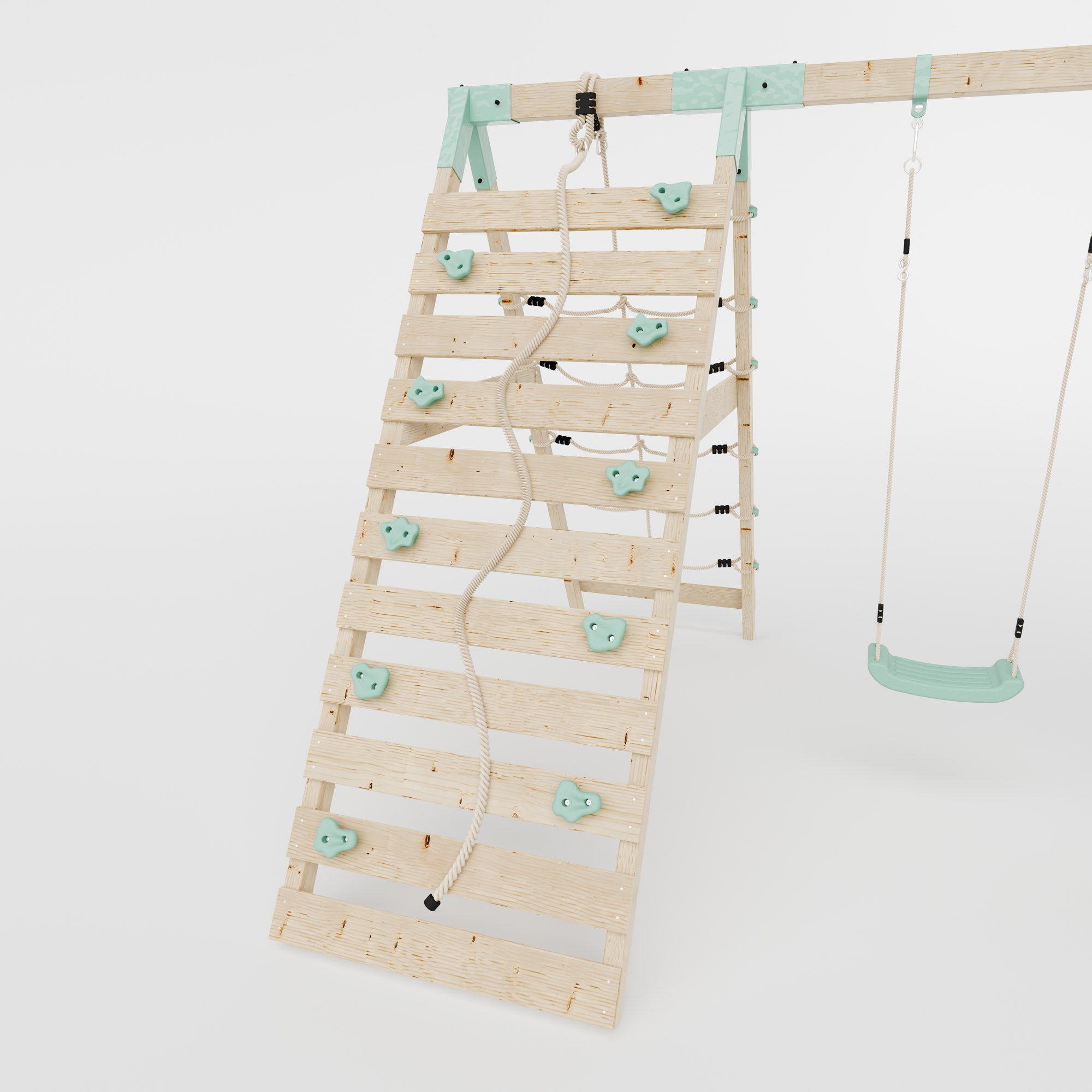 Climbing Frame with Double Swing Extended Height Platform & 2.65m Slide & Climbing Wall - Bramblewick Forest Watchtower III