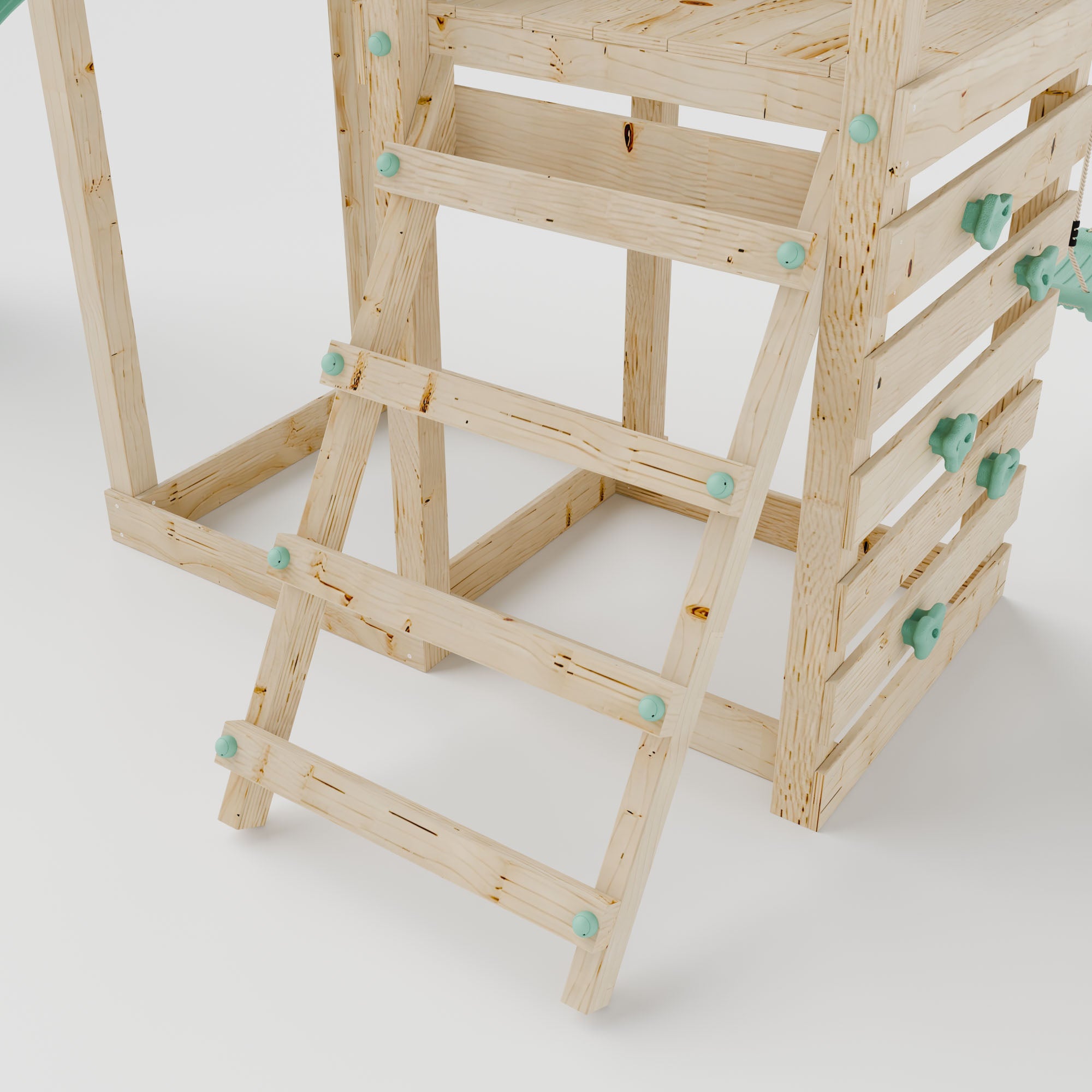 Climbing Frame with Double Swing Extended Height Platform & 2.65m Slide & Climbing Wall - Bramblewick Forest Watchtower III