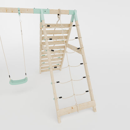 Climbing Frame with Double Swing Extended Height Platform & 2.65m Slide & Climbing Wall - Bramblewick Forest Watchtower III