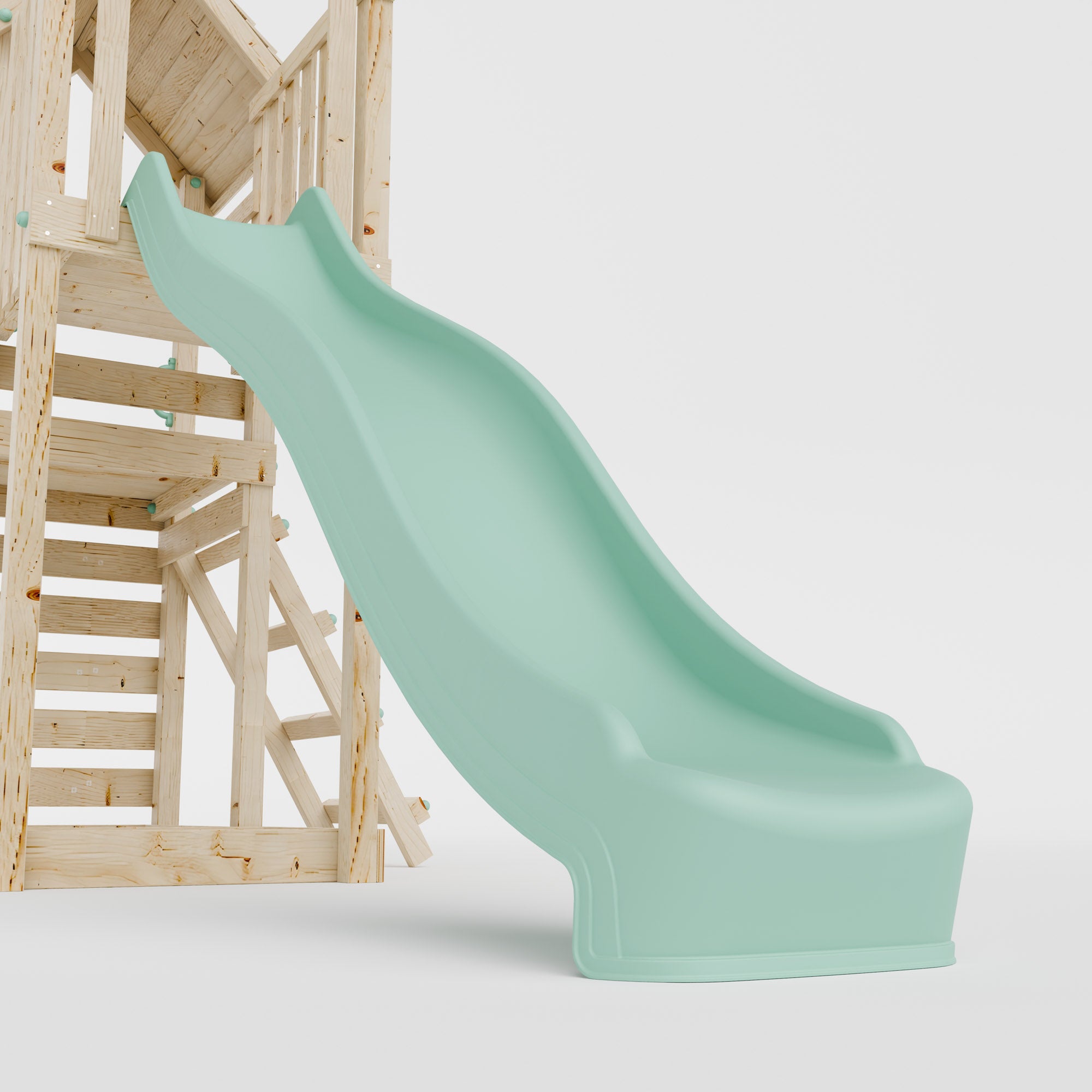 Climbing Frame with Double Swing Extended Height Platform & 2.65m Slide & Climbing Wall - Bramblewick Forest Watchtower III