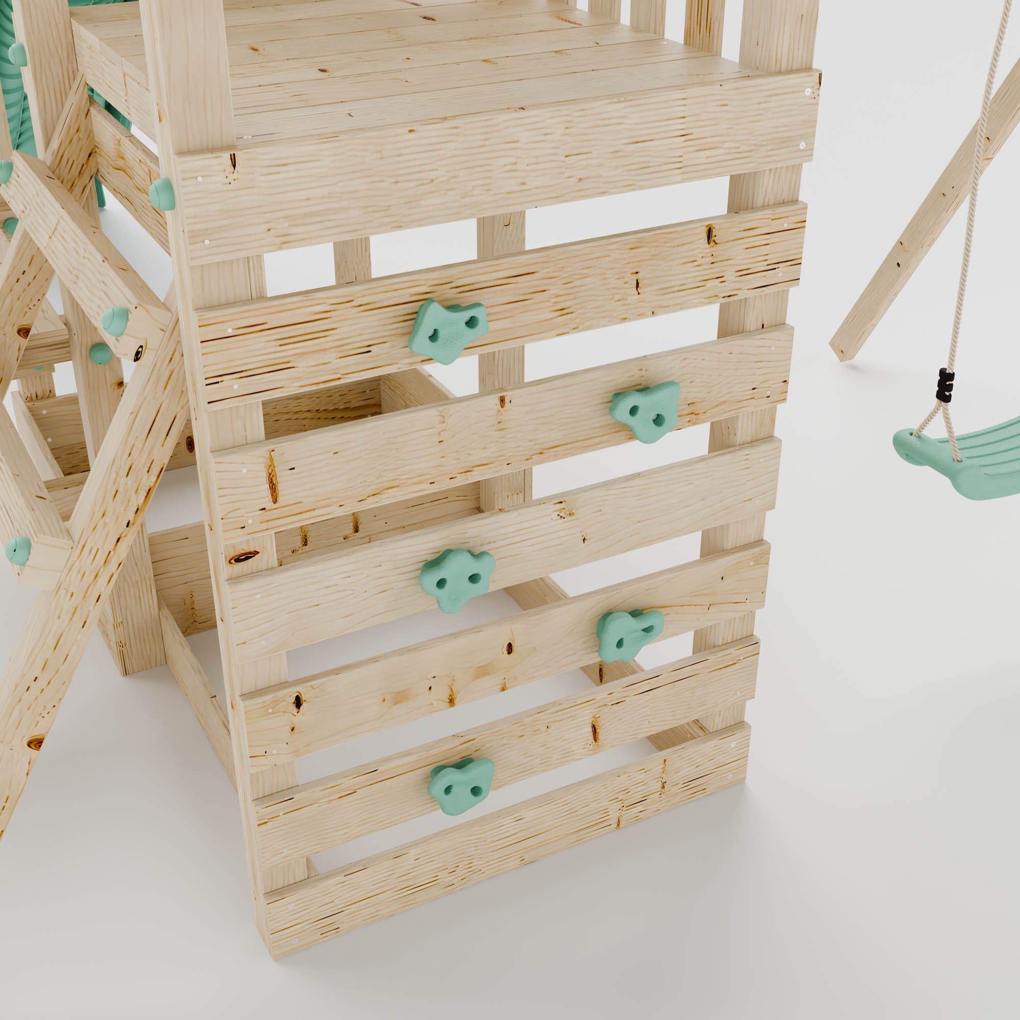 Climbing Frame with Single Swing Extended Height Platform & 2.65m Slide & Picnic Table - Bramblewick Forest Watchtower IV