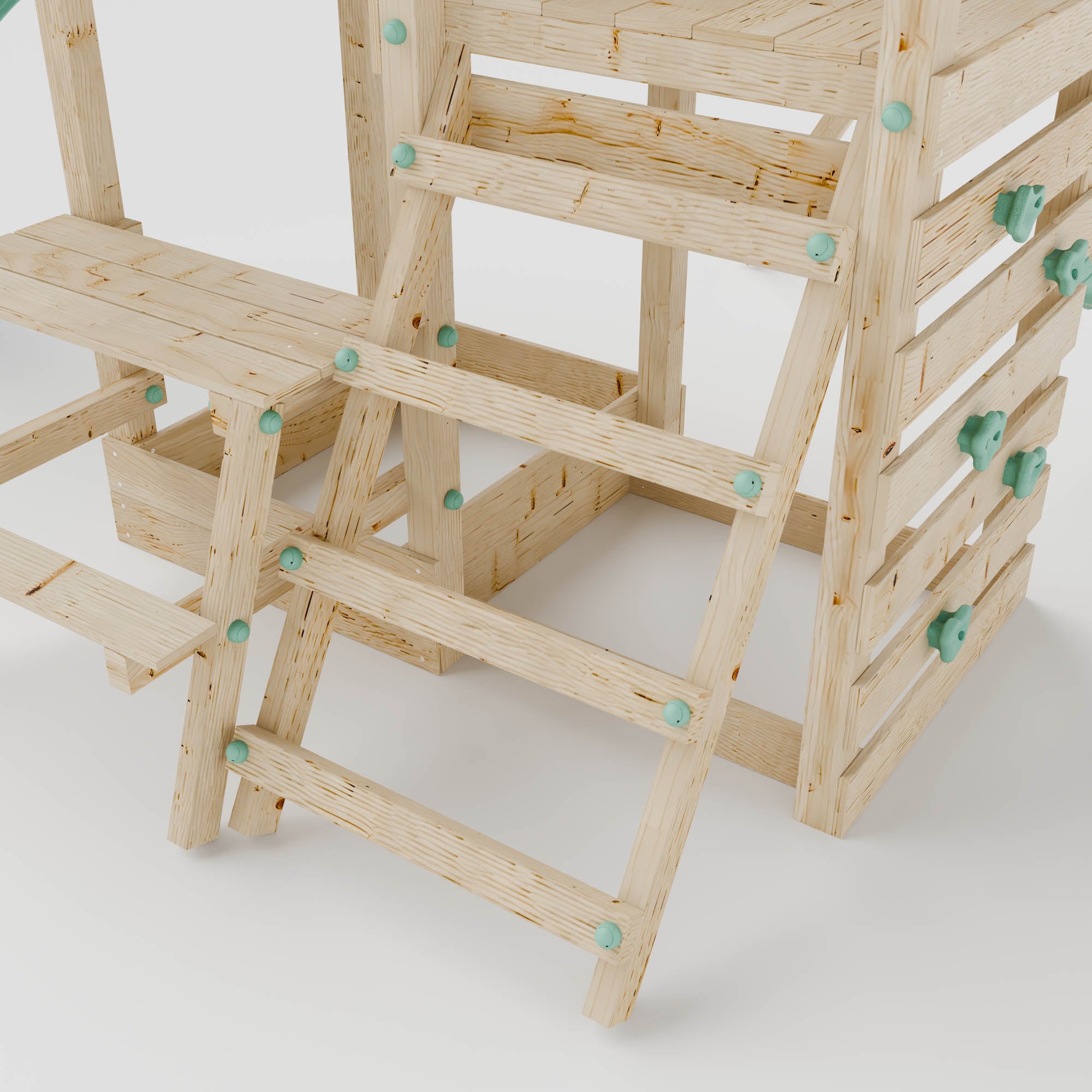Climbing Frame with Single Swing Extended Height Platform & 2.65m Slide & Picnic Table - Bramblewick Forest Watchtower IV