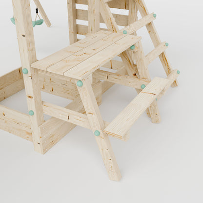 Climbing Frame with Single Swing Extended Height Platform & 2.65m Slide & Picnic Table - Bramblewick Forest Watchtower IV