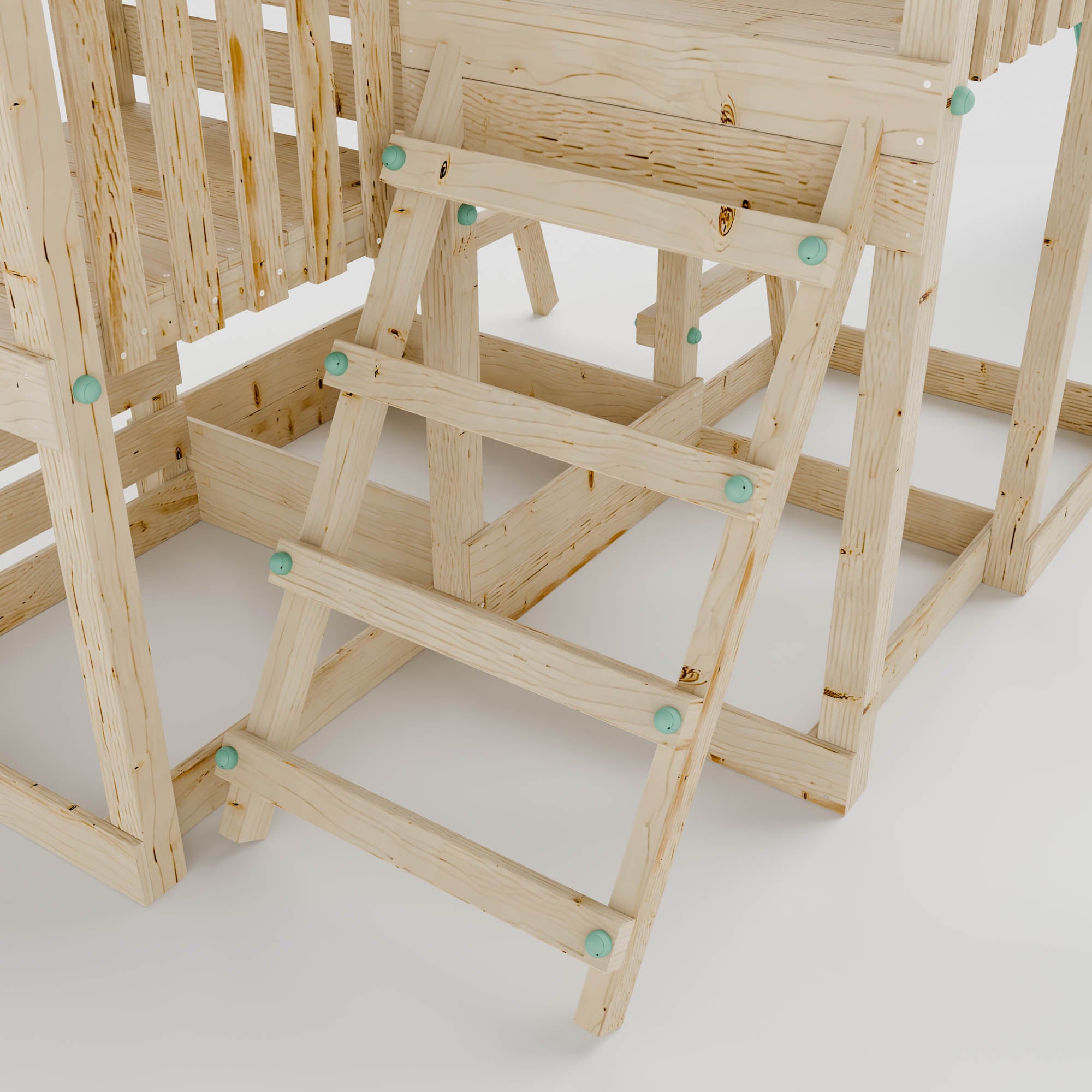 Climbing Frame with Double Swing Triple Platform & Double Slides & Picnic Tower - Bramblewick Forest Watchtower VII