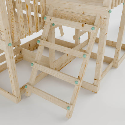 Climbing Frame with Double Swing Triple Platform & Double Slides & Picnic Tower - Bramblewick Forest Watchtower VII