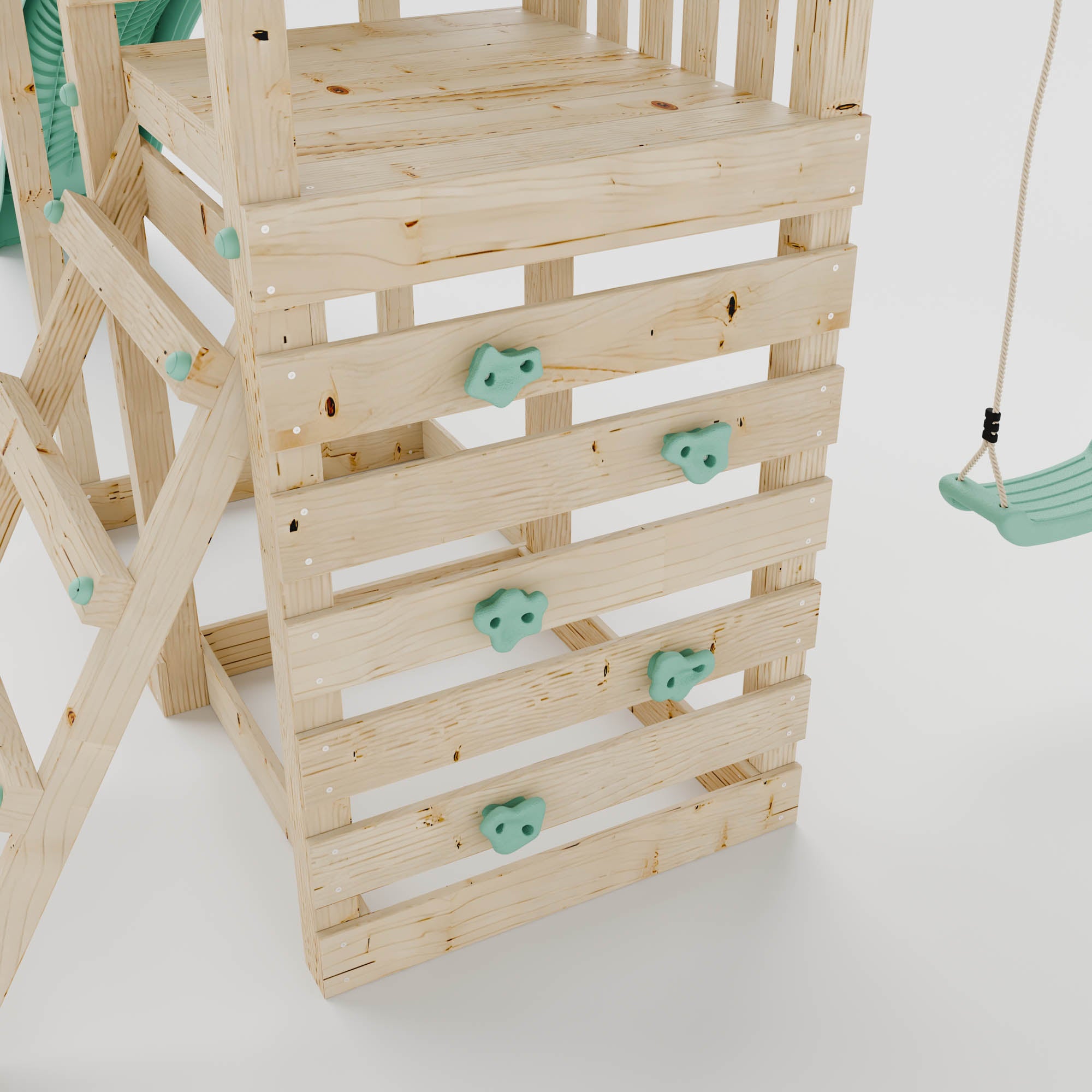 Climbing Frame with Double Swing Extended Height Platform & 2.65m Slide - Eldertree Forest Watchtower II