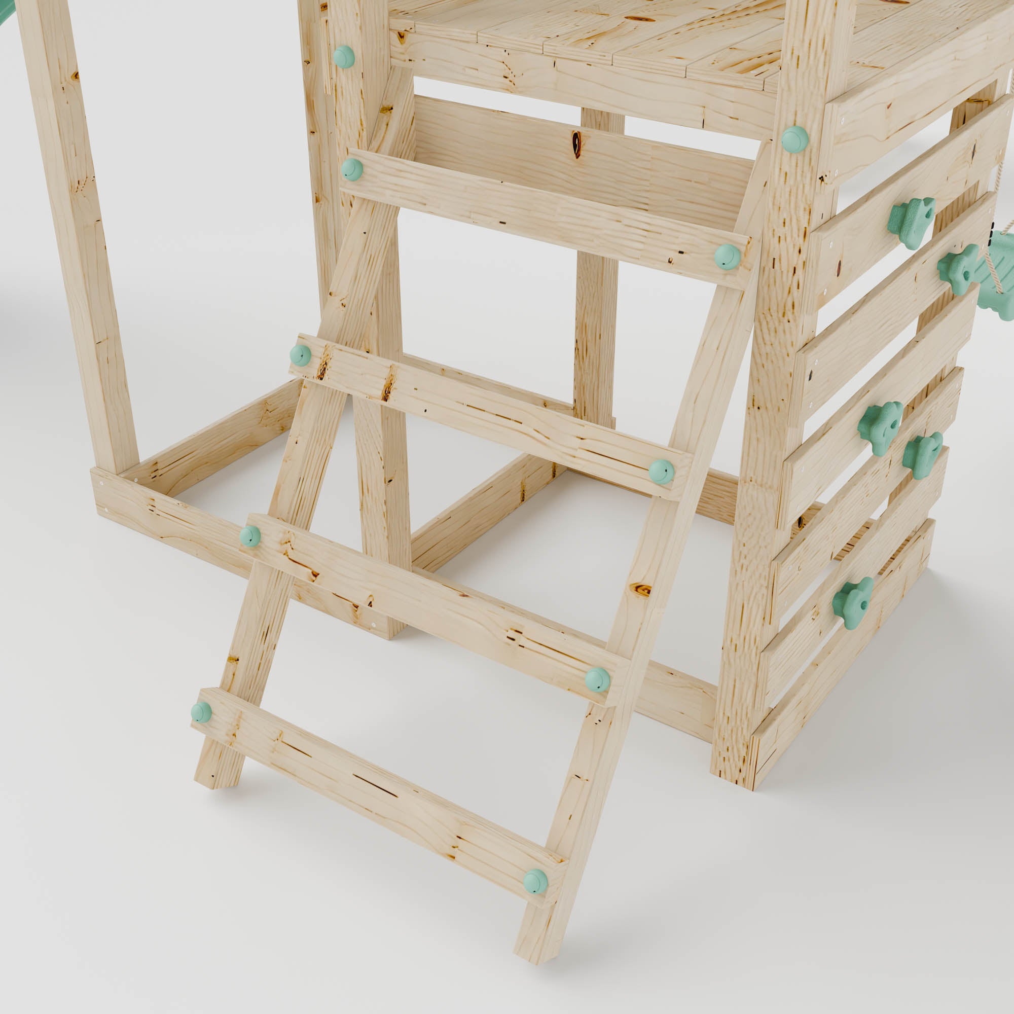 Climbing Frame with Double Swing Extended Height Platform & 2.65m Slide - Eldertree Forest Watchtower II