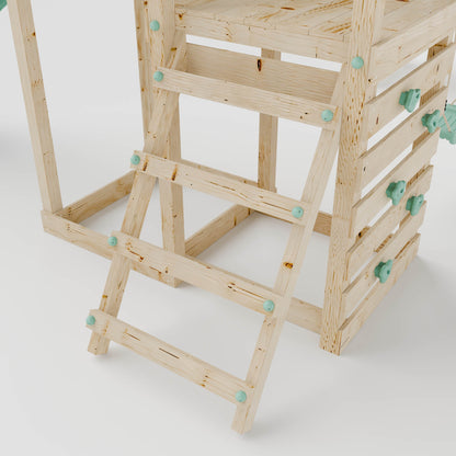 Climbing Frame with Double Swing Extended Height Platform & 2.65m Slide - Eldertree Forest Watchtower II