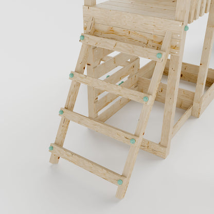 Climbing Frame with Single Swing Extended Height Platform & 2.65m Slide & Picnic Table - Eldertree Forest Watchtower IV