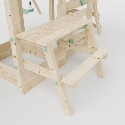 Climbing Frame with Single Swing Extended Height Platform & 2.65m Slide & Picnic Table - Eldertree Forest Watchtower IV
