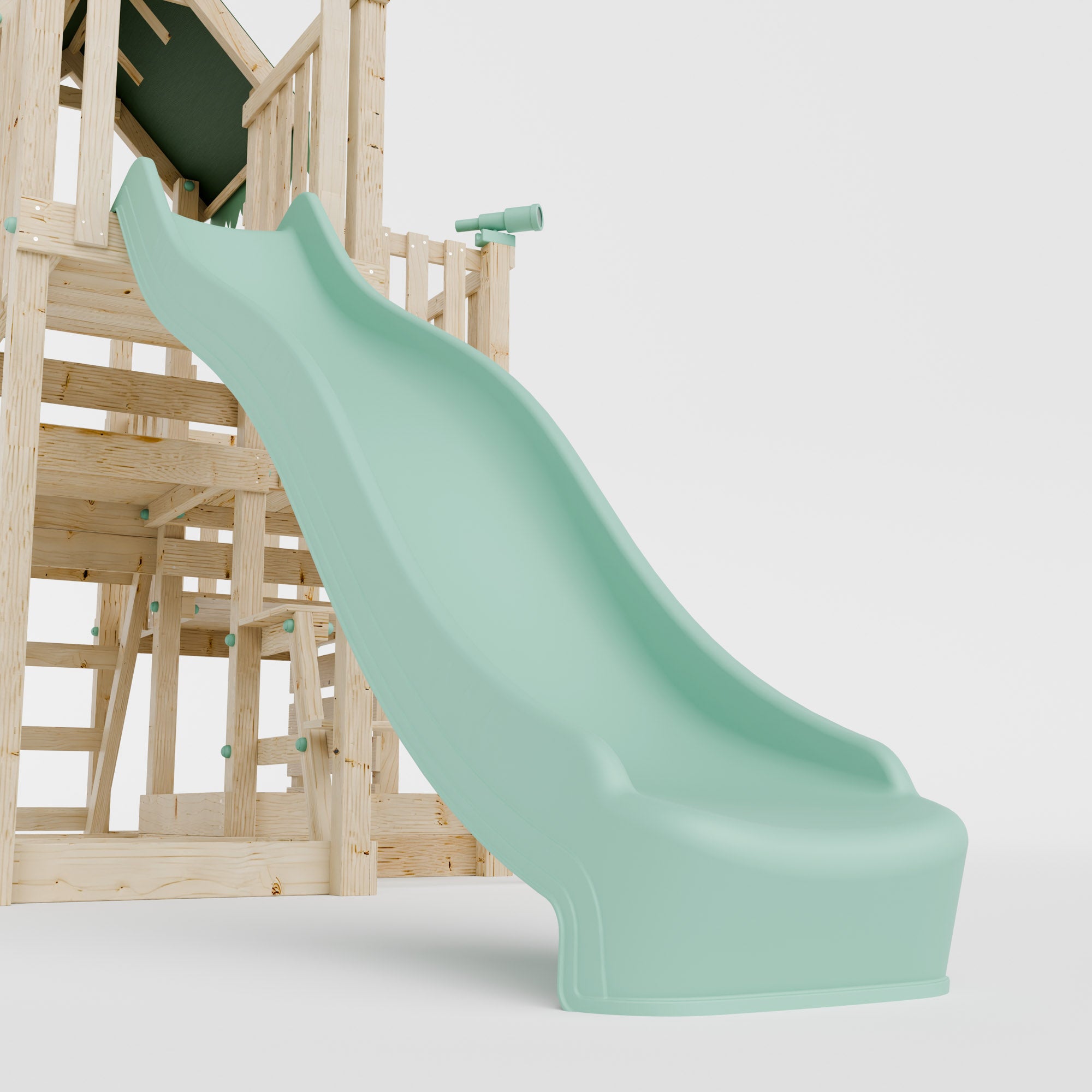 Climbing Frame with Double Swing Triple Platform & Double Slides & Picnic Tower - Eldertree Forest Watchtower VII