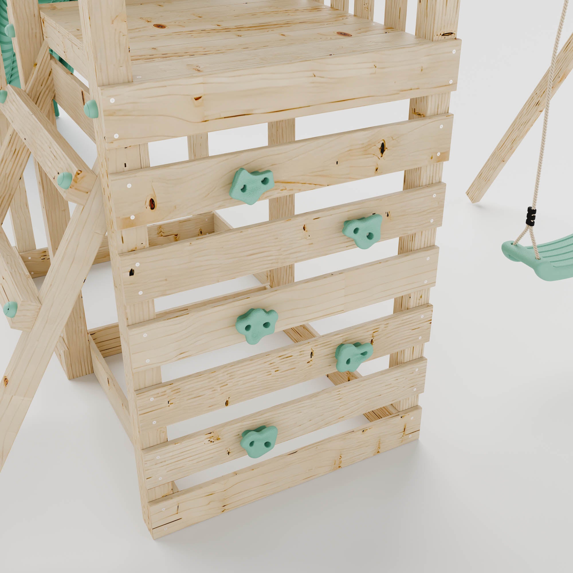 Climbing Frame with Single Swing Extended Height Platform & 2.65m Slide - Enchanted Grove Watchtower I