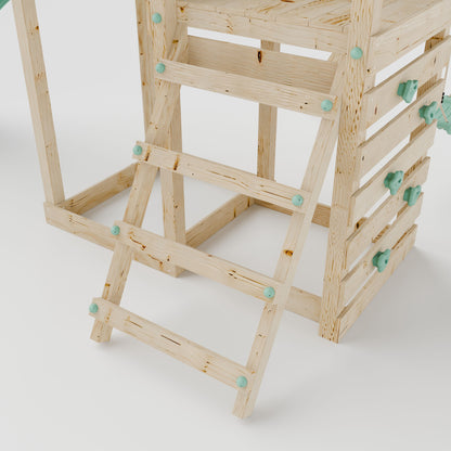 Climbing Frame with Single Swing Extended Height Platform & 2.65m Slide - Enchanted Grove Watchtower I