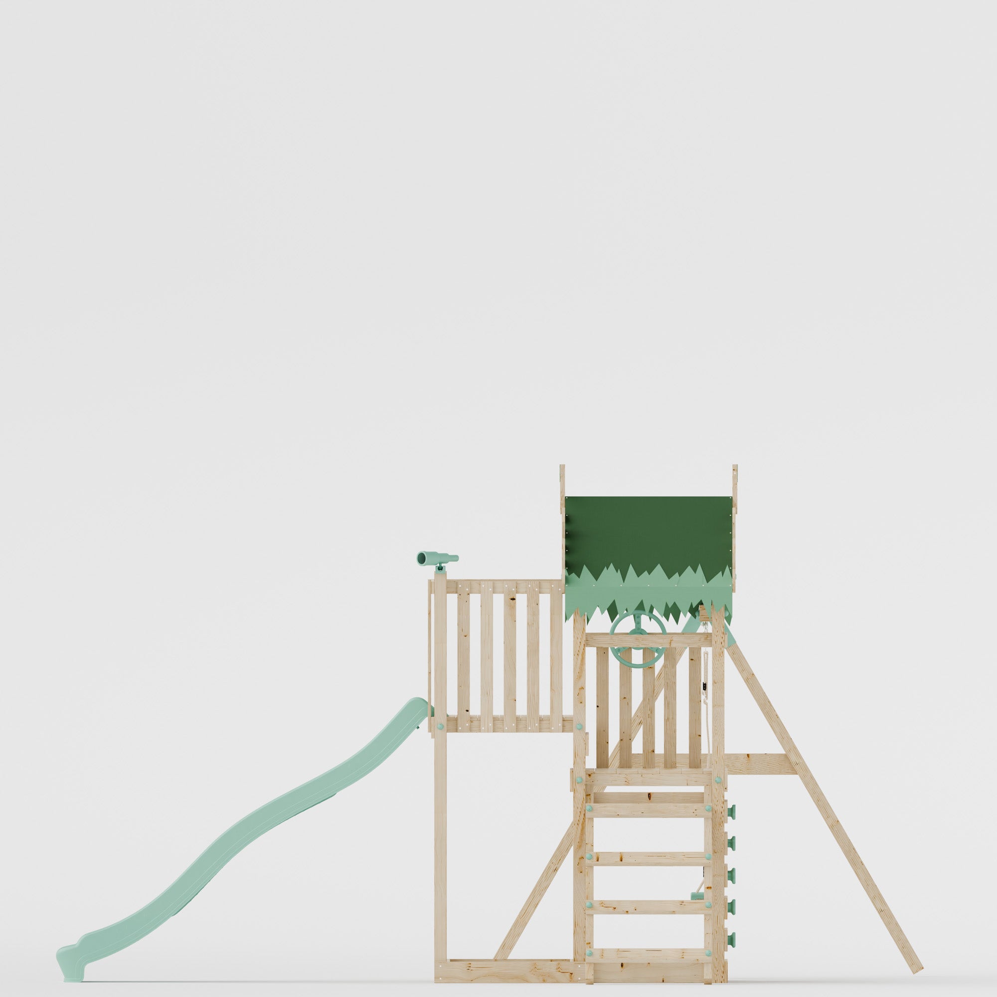 Climbing Frame with Single Swing Extended Height Platform & 2.65m Slide - Enchanted Grove Watchtower I