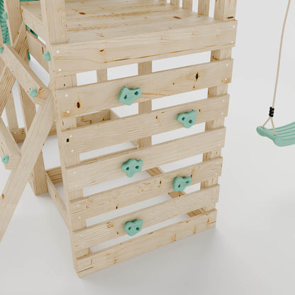 Climbing Frame with Double Swing Extended Height Platform & Climbing Wall & 2.65m Slide - Enchanted Grove Watchtower III