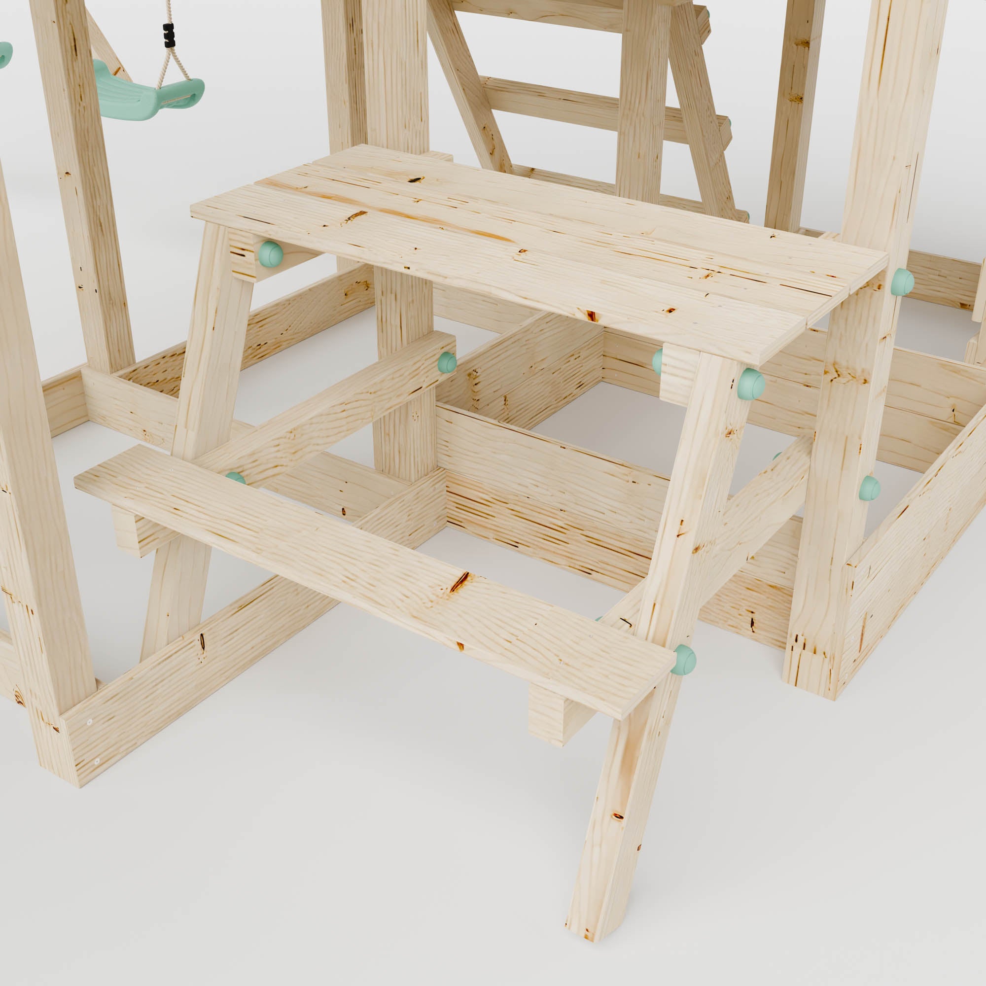 Climbing Frame with Double Swing Triple Platform & Double Slides & Picnic Tower - Enchanted Grove Watchtower VII