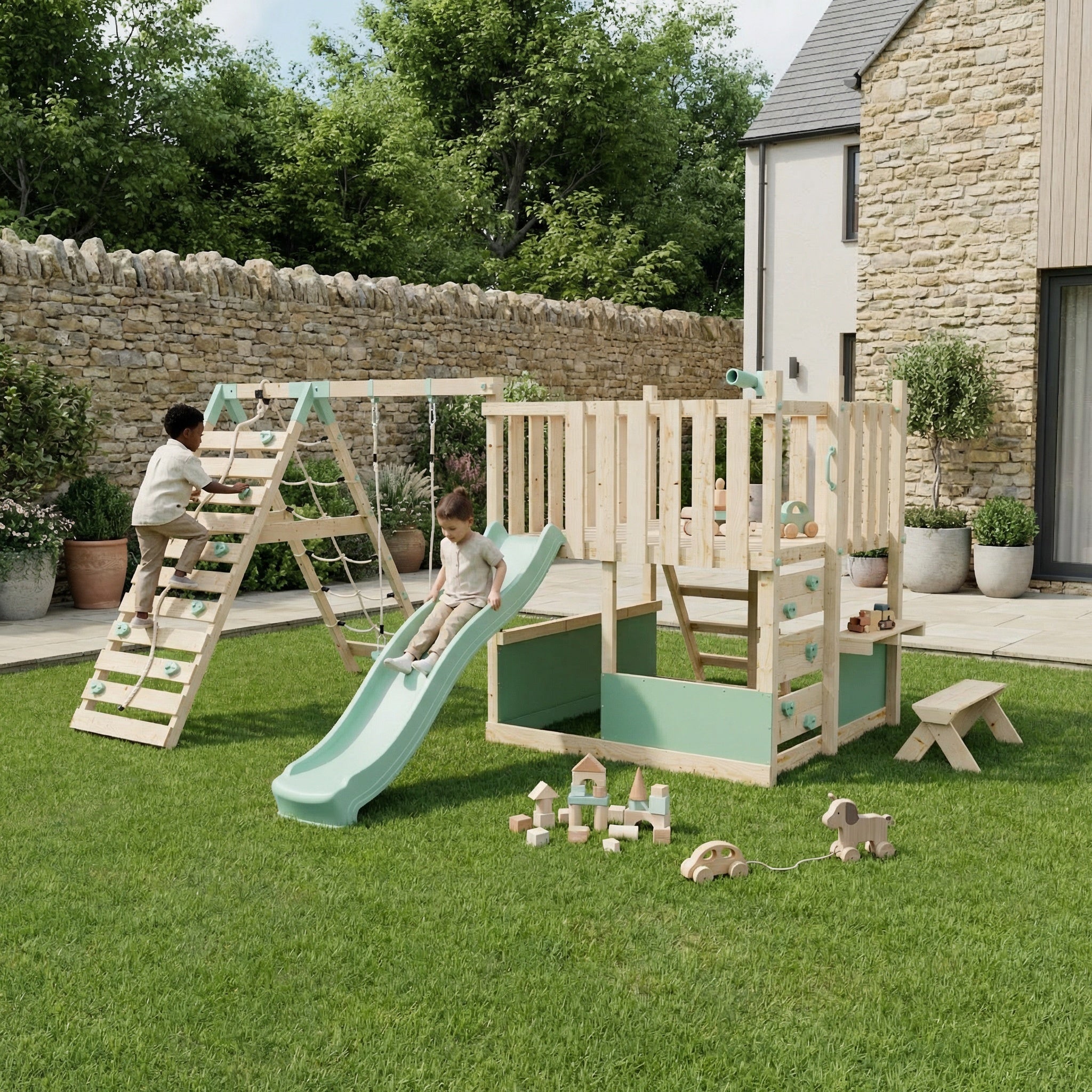 LittleSummit Tower with Swing & Climbing Wall