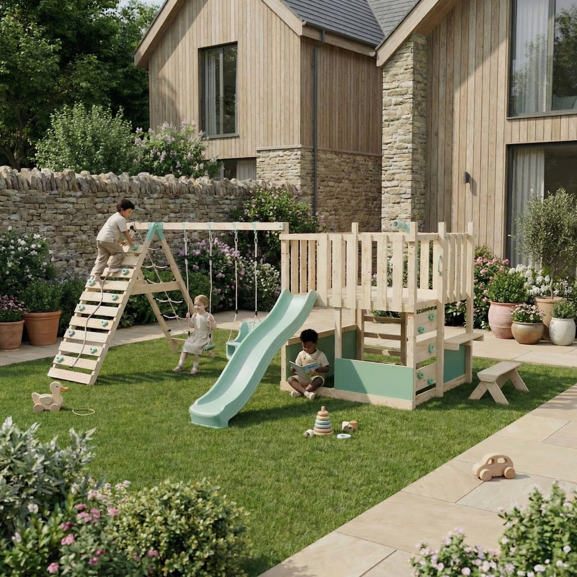 LittleSummit Tower Double Swing & Climbing Wall