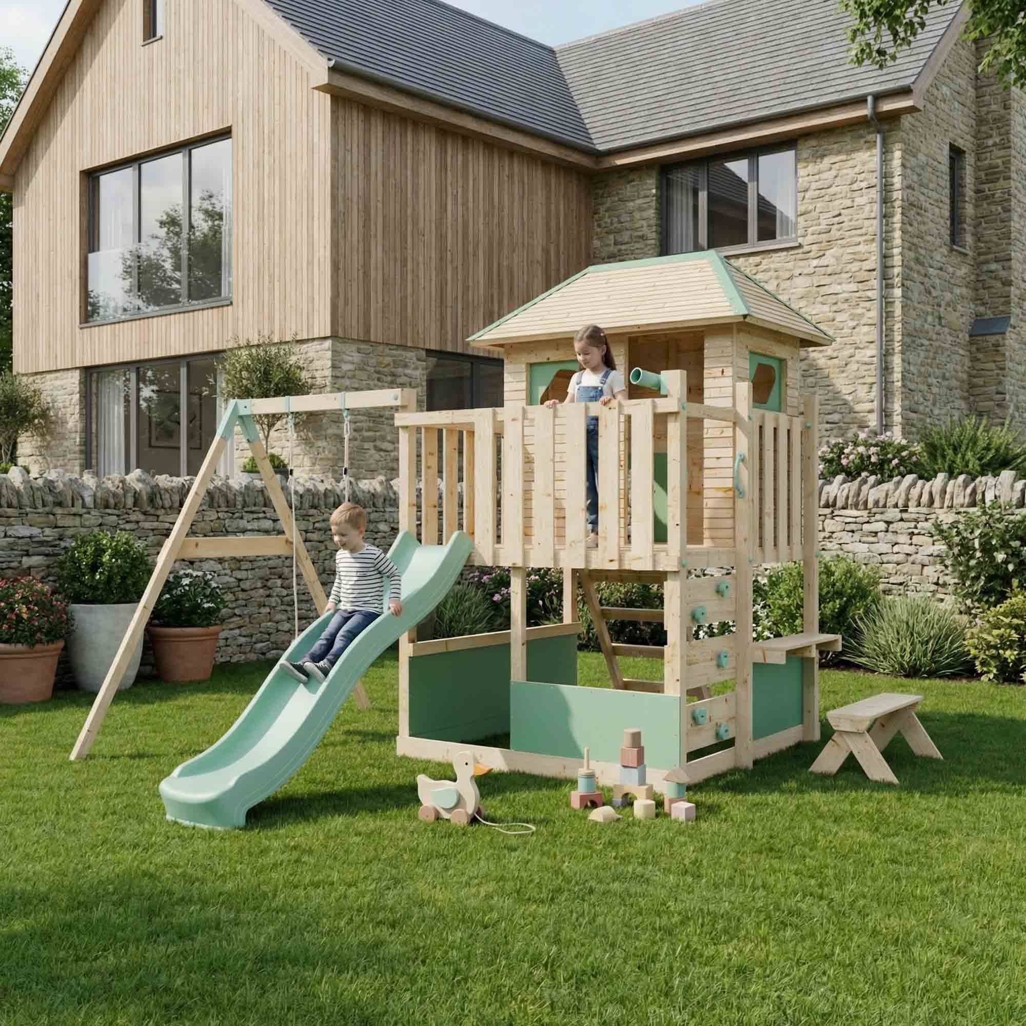 LittleSummit Tower with Large Playhouse & Swing