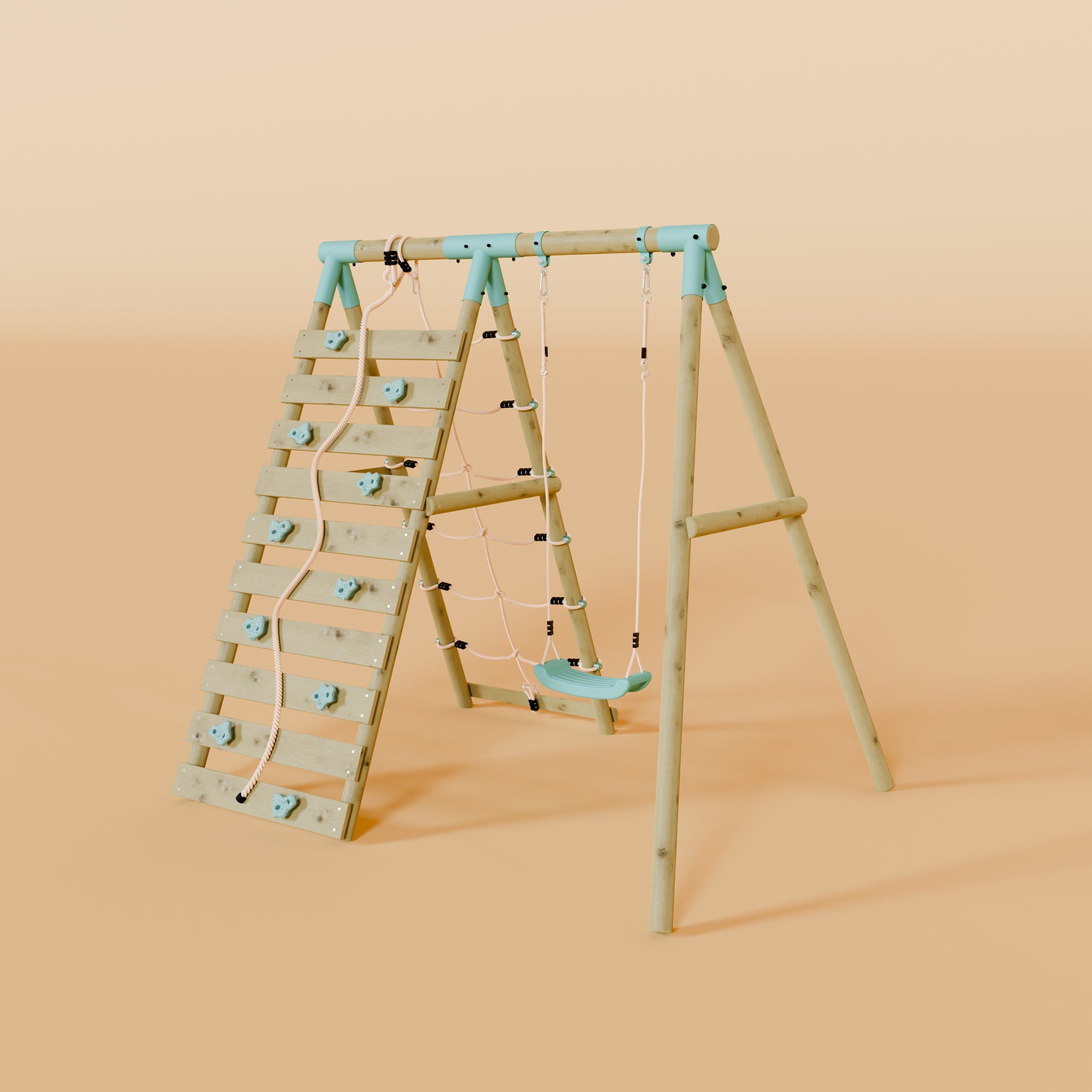 Single Swing Set With Climbing Wall - Shadowfern