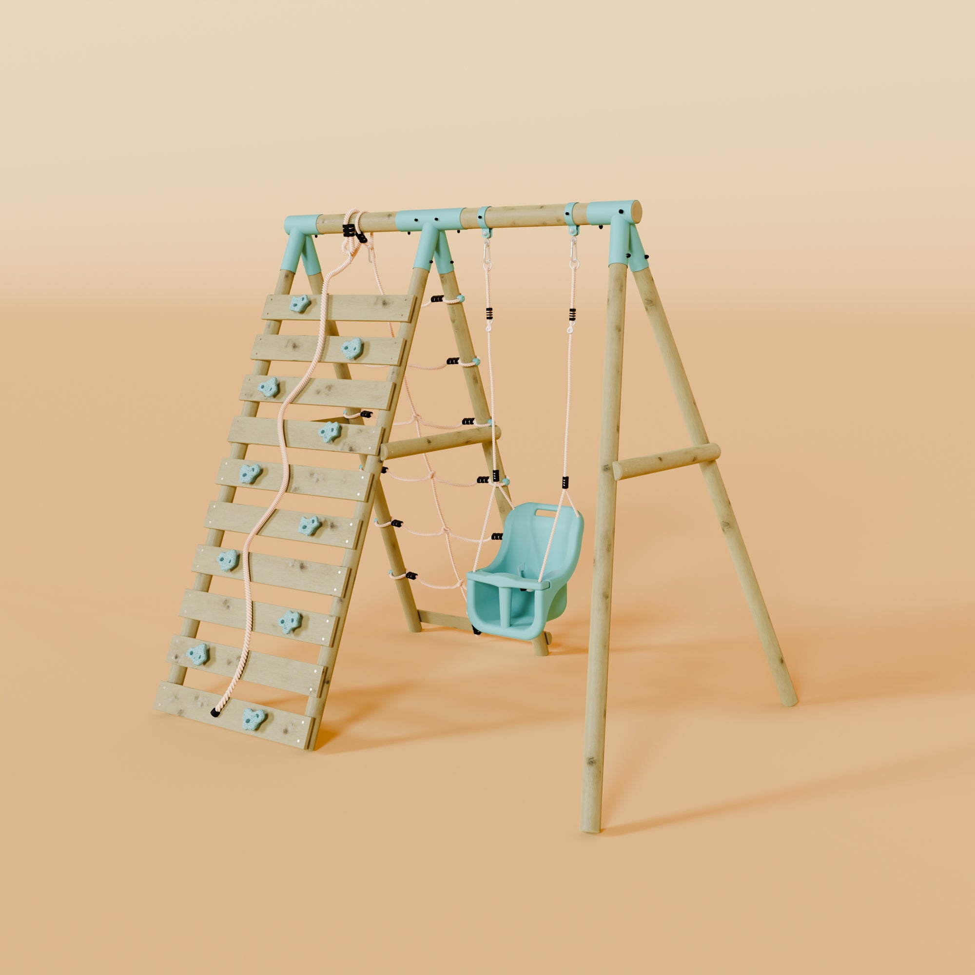 Single Baby Swing Set With Climbing Wall - Shadowfern