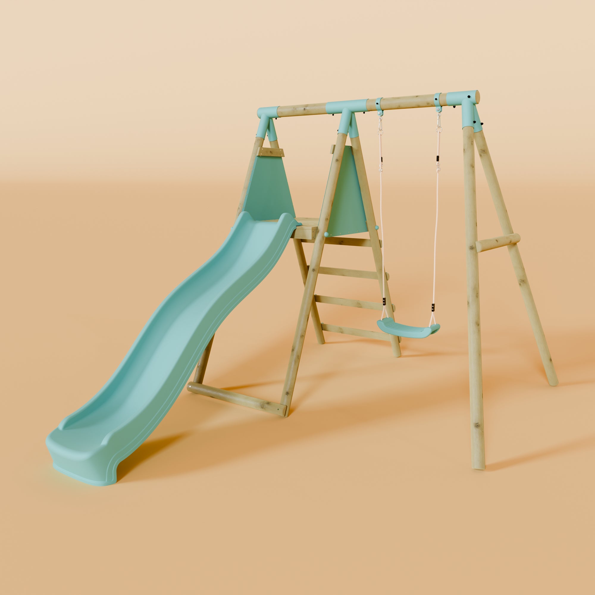Single Wooden Swing Set With Slide - Springwood